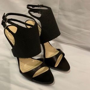 BCBG Max Azria Womens Ankle Strap Black Leather Stiletto High Heels 38 Eu 8 M US